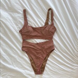 Aerie Brown and Pink Bikini Set M